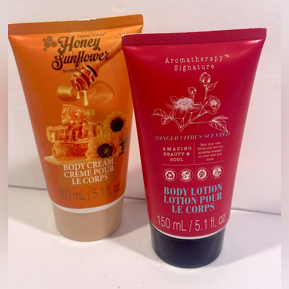 Set of 2 Crystal Waters Sunflower Cream / 
 Aromatherapy Signature Body Lotion
